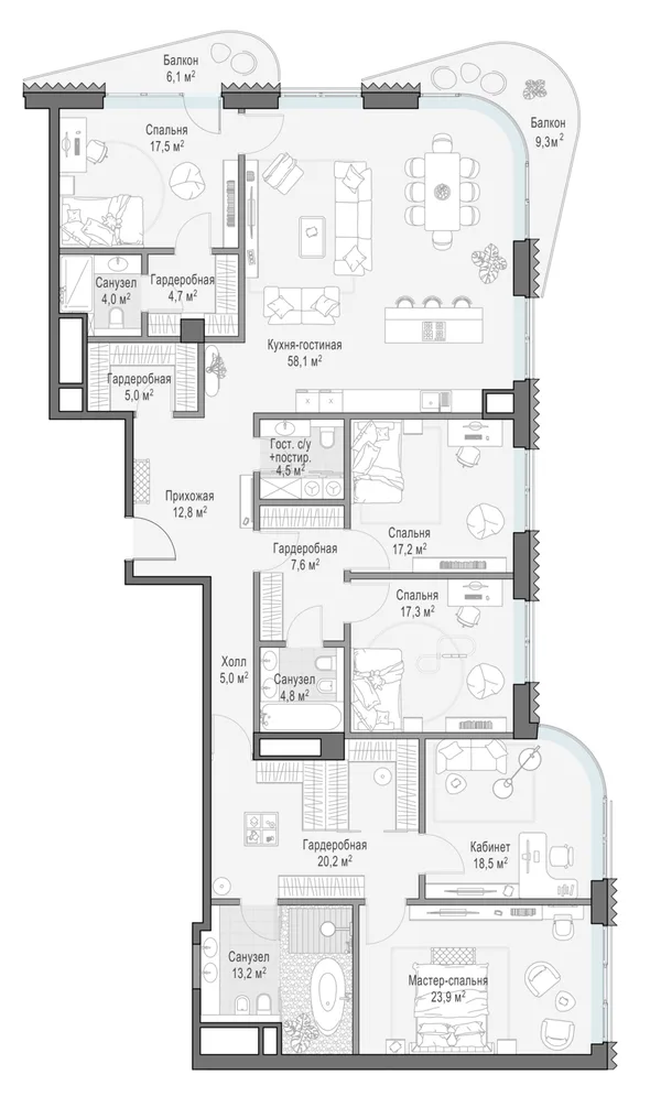 4-комнатная квартира, 236.2 м²