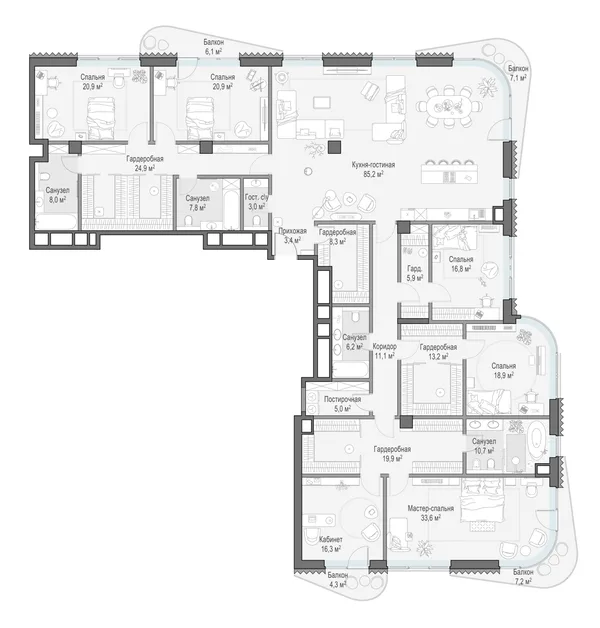 5-комнатная квартира, 343.5 м²