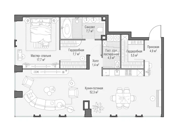 3-комнатная квартира, 101.4 м²
