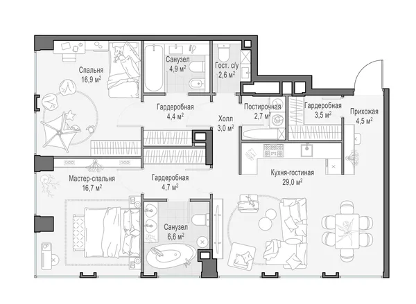 3-комнатная квартира, 100.5 м²