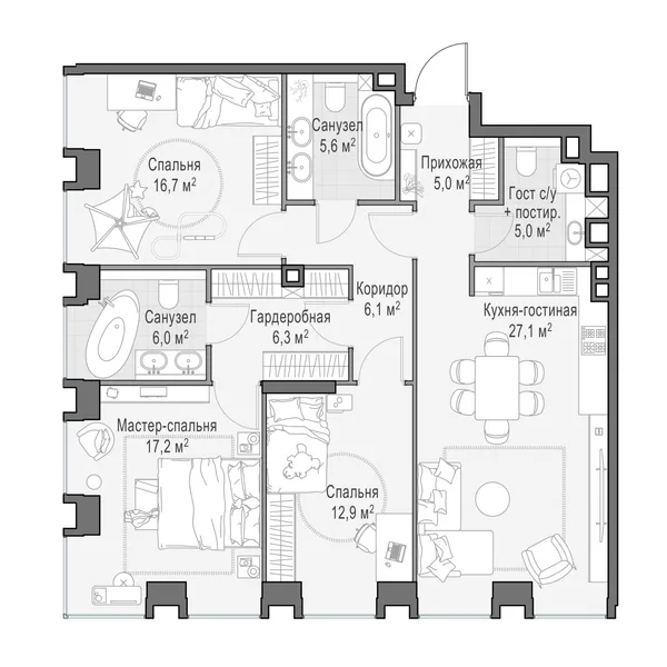 4-комнатная квартира, 108.4 м²