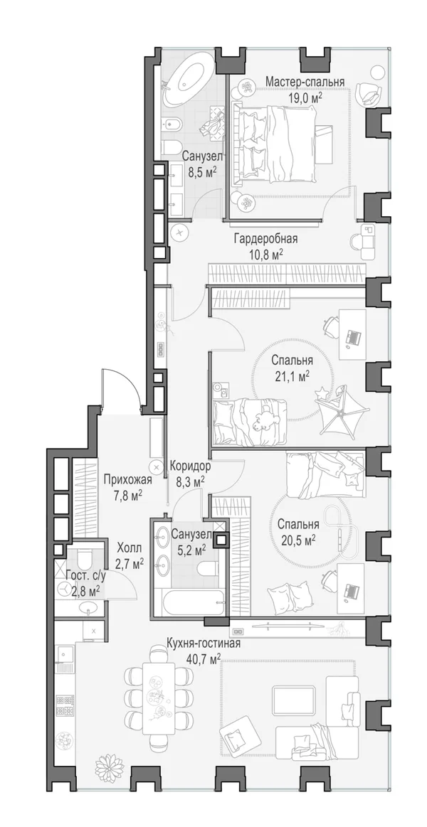 4-комнатная квартира, 148.6 м²