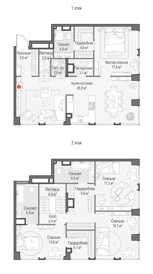 5-комнатный пентхаус, 169.3 м²
