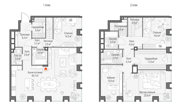 5-комнатный пентхаус, 18 м²