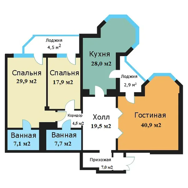 3-комнатная квартира, 162.5 м²