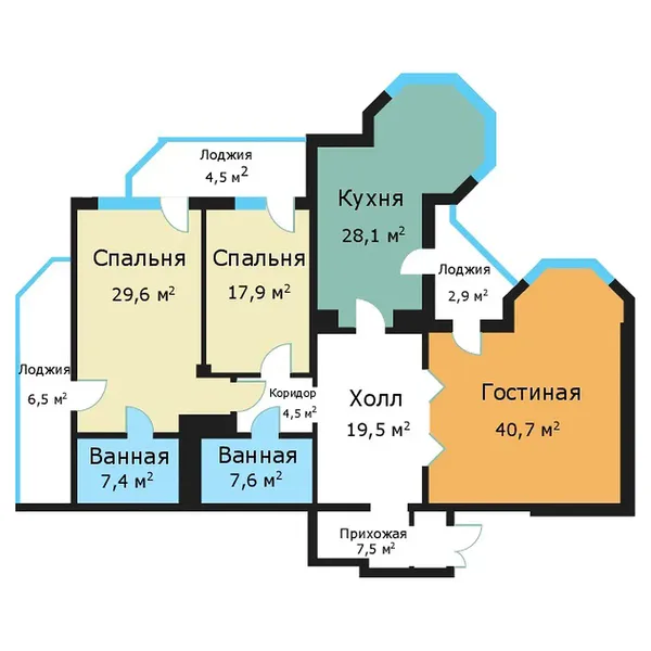 3-комнатная квартира, 162.8 м²