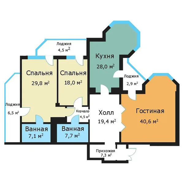3-комнатная квартира, 162.4 м²
