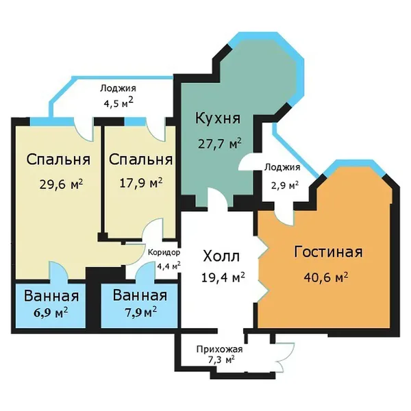 3-комнатная квартира, 161.7 м²