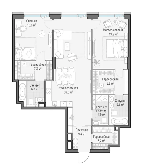 2-комнатная квартира, 12 м²