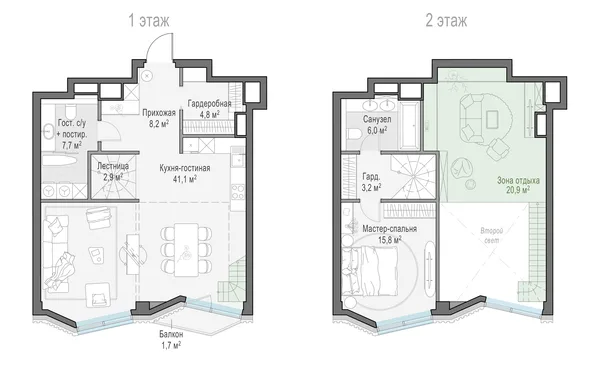 2-комнатная квартира, 64.5 м²