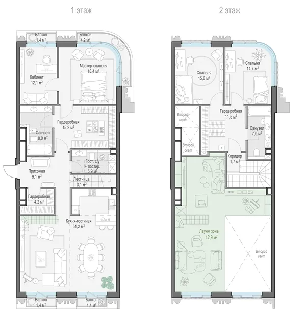 3-комнатная квартира, 127.5 м²
