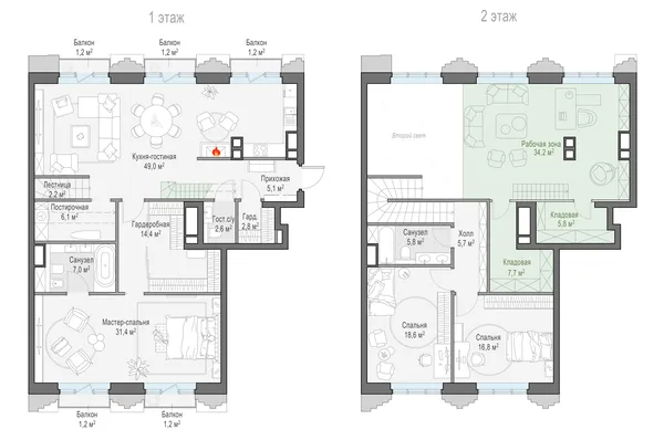3-комнатная квартира, 122.1 м²