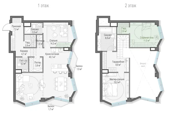 3-комнатная квартира, 82.8 м²
