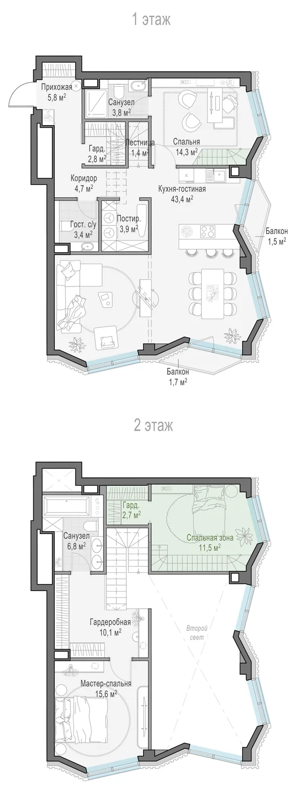 3-комнатная квартира, 84.6 м²