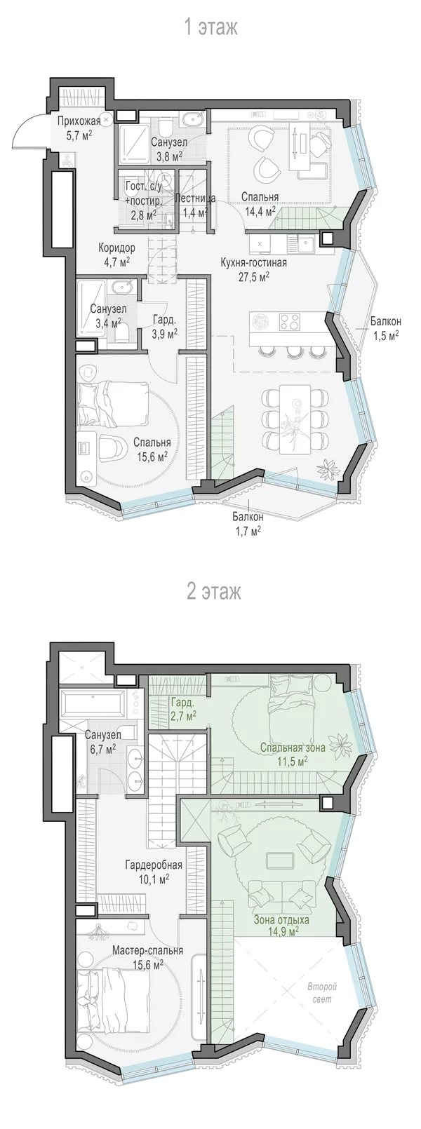 3-комнатная квартира, 84.5 м²
