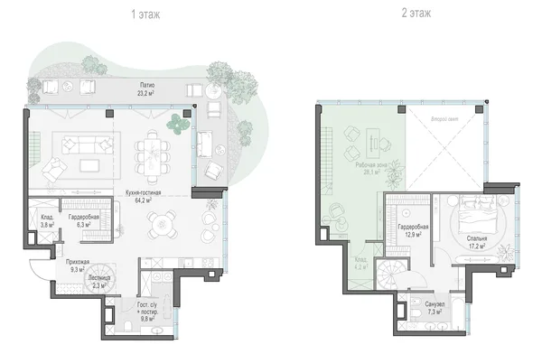1-комнатный ситихаус, 95 м²