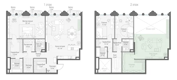 1-комнатная квартира, 152.3 м²