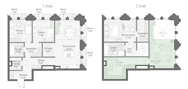 1-комнатная квартира, 89.7 м²
