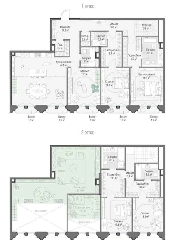 2-комнатная квартира, 176.3 м²