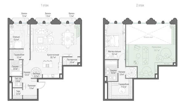 2-комнатная квартира, 105.6 м²
