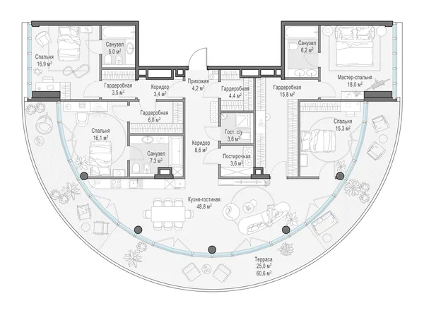 4-комнатная квартира, 193.9 м²
