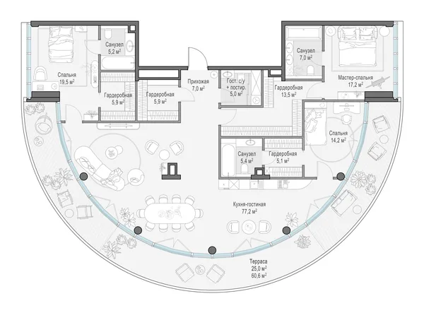 4-комнатная квартира, 194.4 м²
