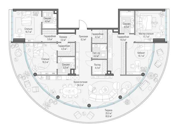 4-комнатная квартира, 194.5 м²