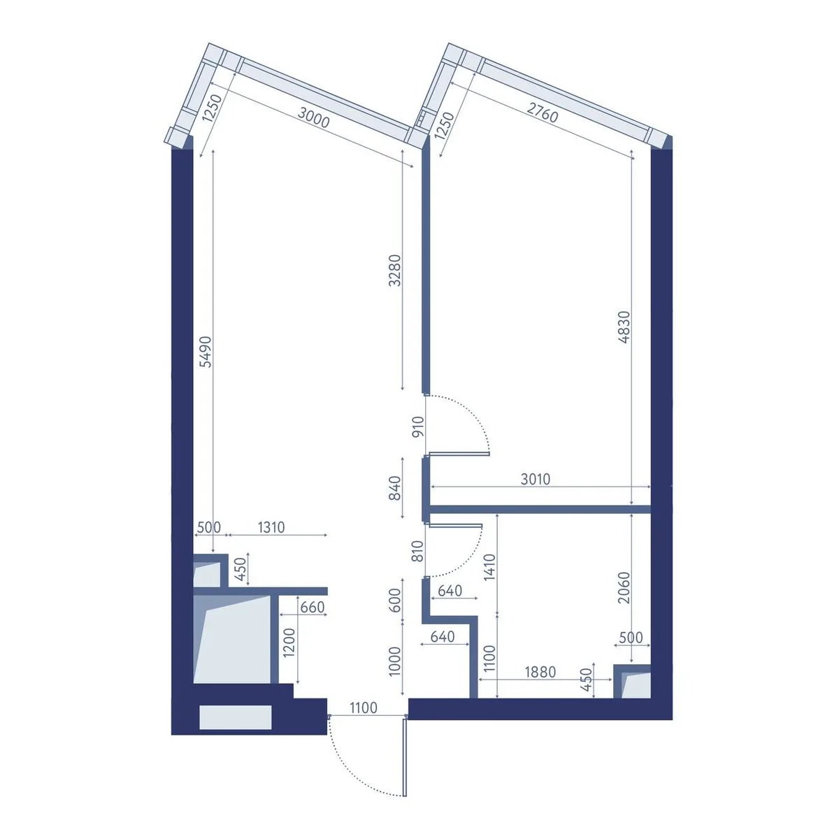 1-комнатная квартира 46,4 м² в ЖК «HideOUT» — планировки 2