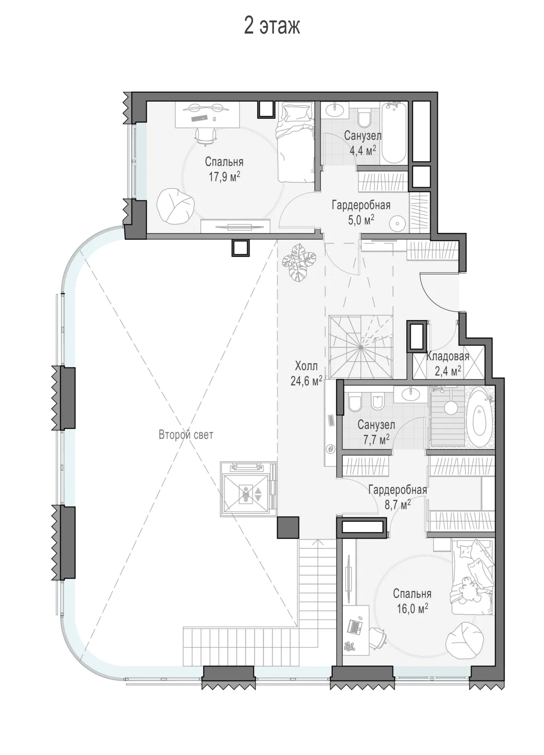 3-комнатный пентхаус 283,1 м² в ЖК «Лаврушинский» — планировки 10