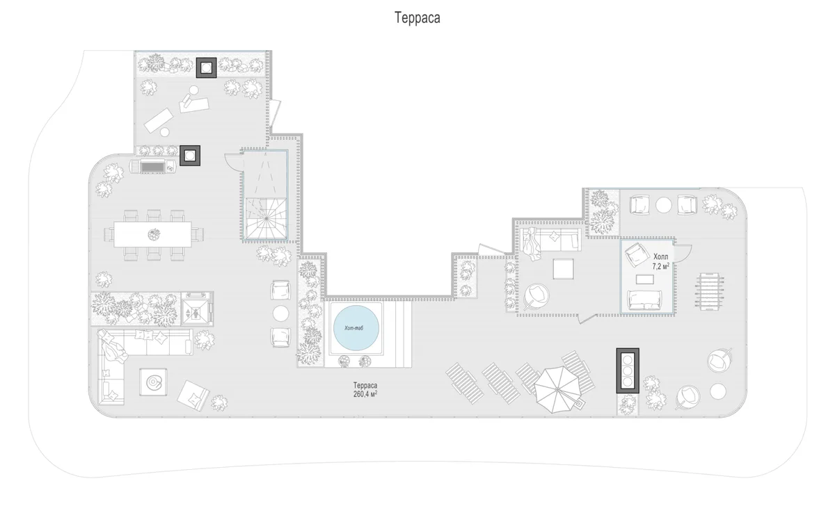 5-комнатный пентхаус 446,9 м² в ЖК «Лаврушинский» — планировки 3