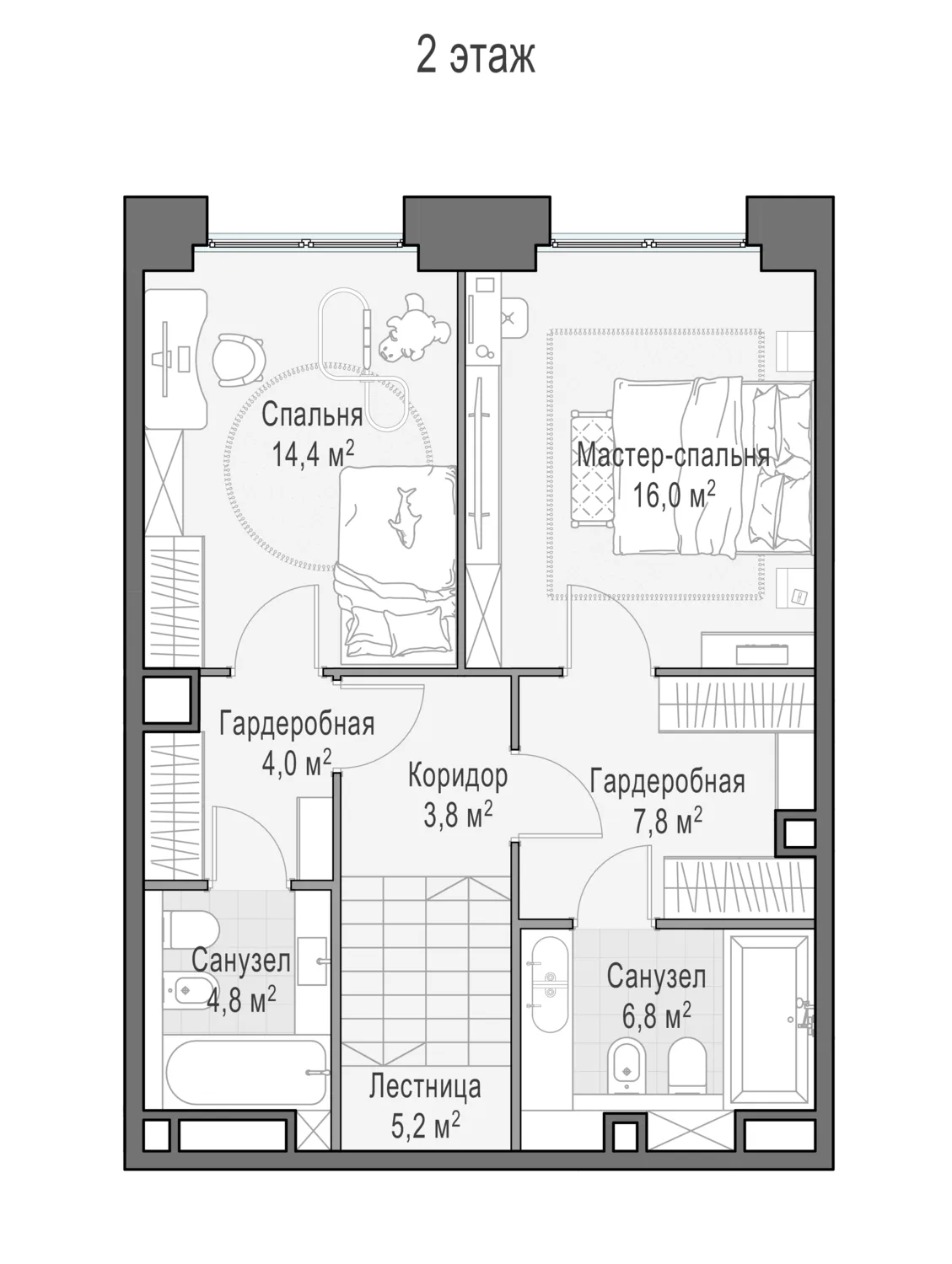 3-комнатный пентхаус 125,3 м² в ЖК «Life Time» — планировки 6