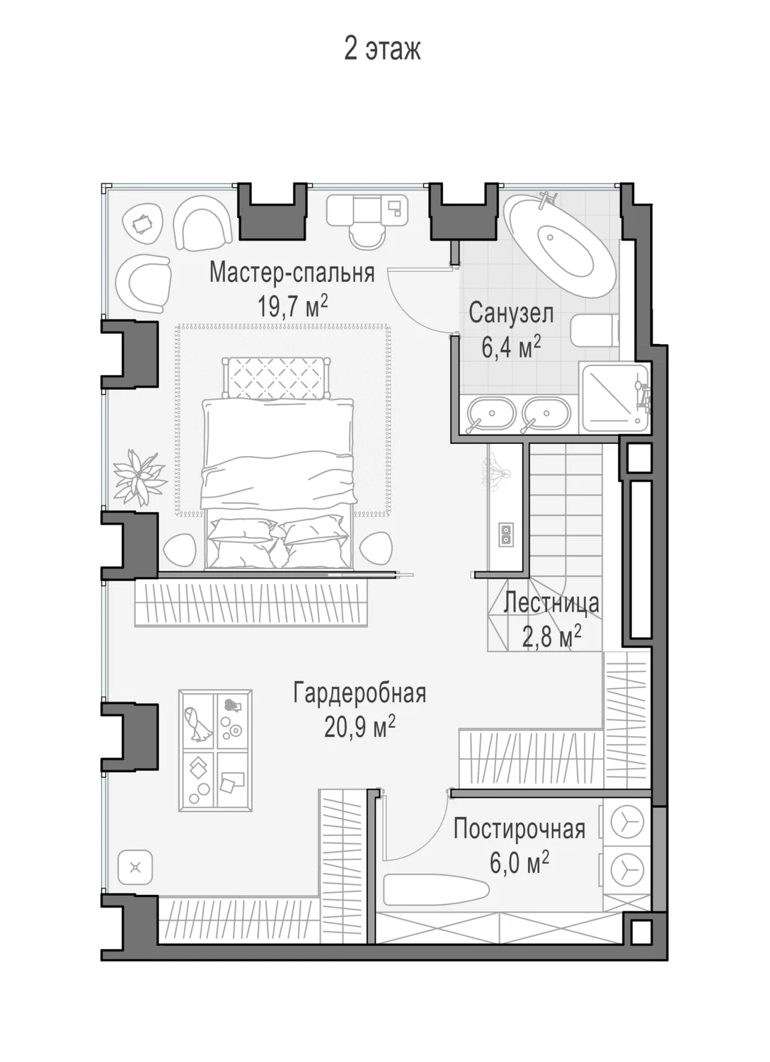 3-комнатный пентхаус 109,4 м² в ЖК «Life Time» — планировки 4