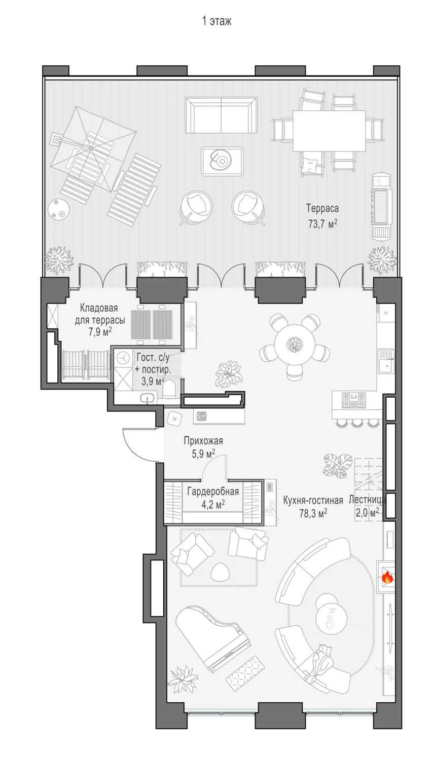 4-комнатный пентхаус 223,8 м² в ЖК «Life Time» — планировки 2