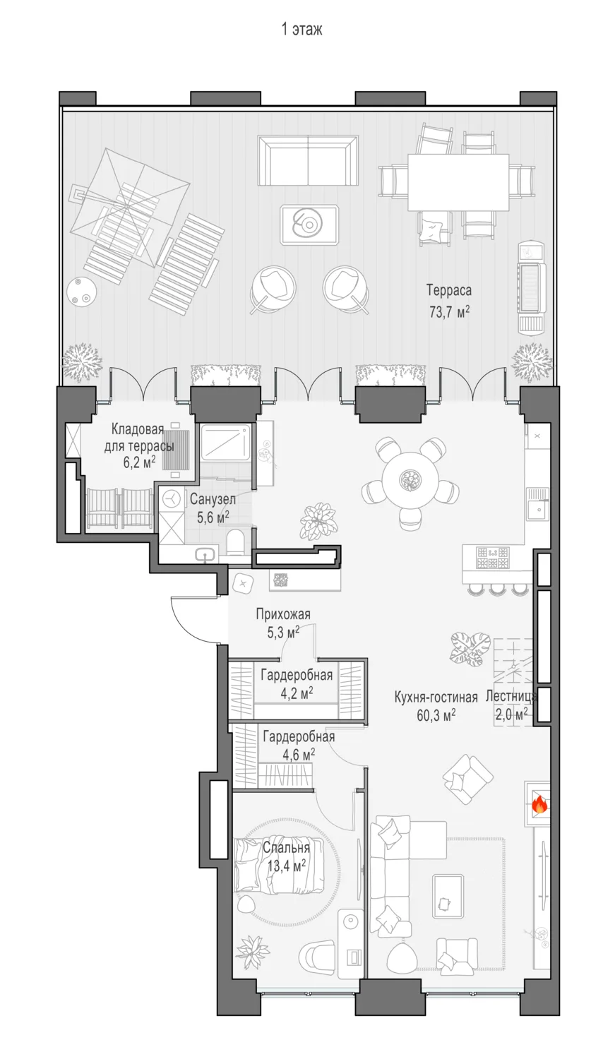4-комнатный пентхаус 223,8 м² в ЖК «Life Time» — планировки 8