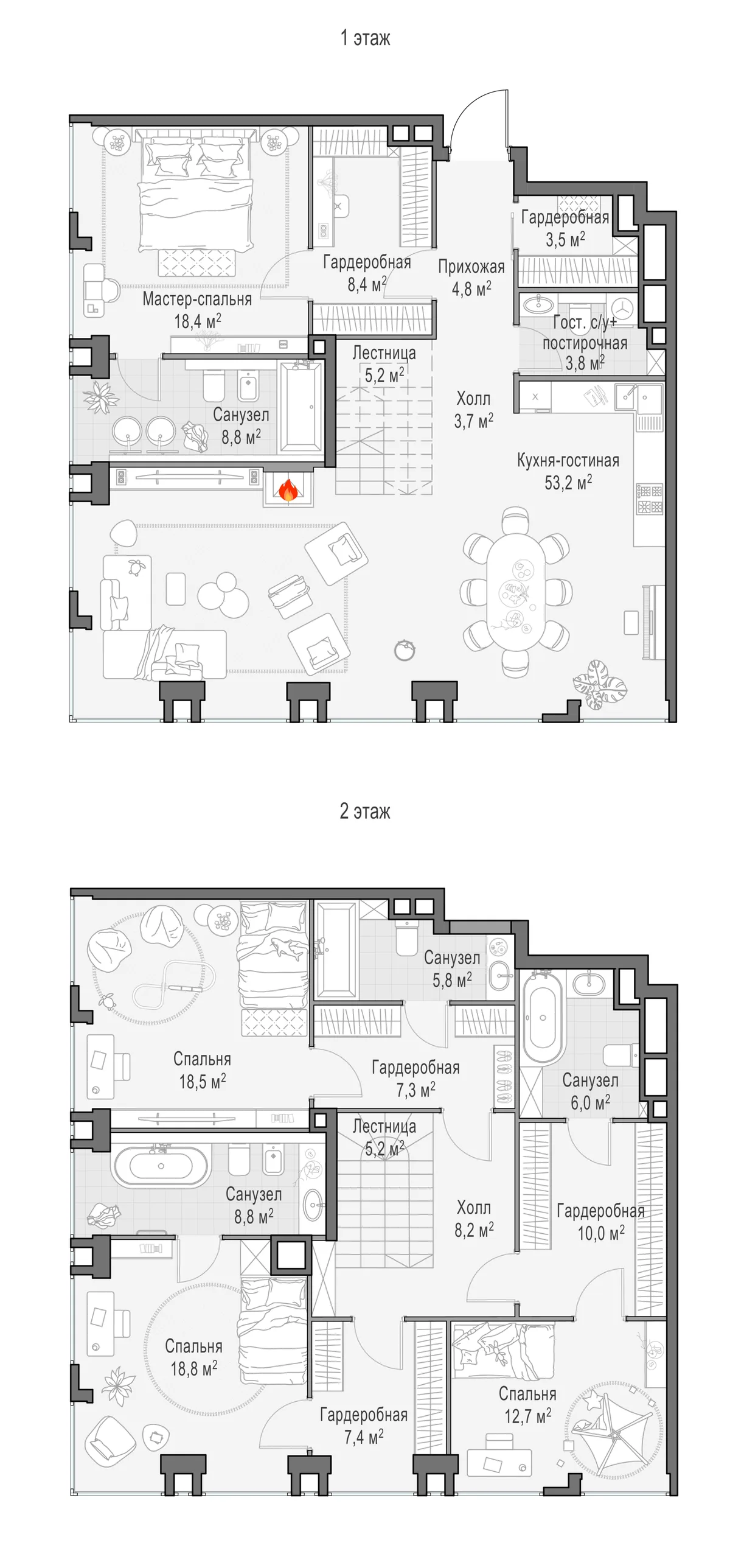 5-комнатный пентхаус 215,7 м² в ЖК «Life Time» — планировки 1