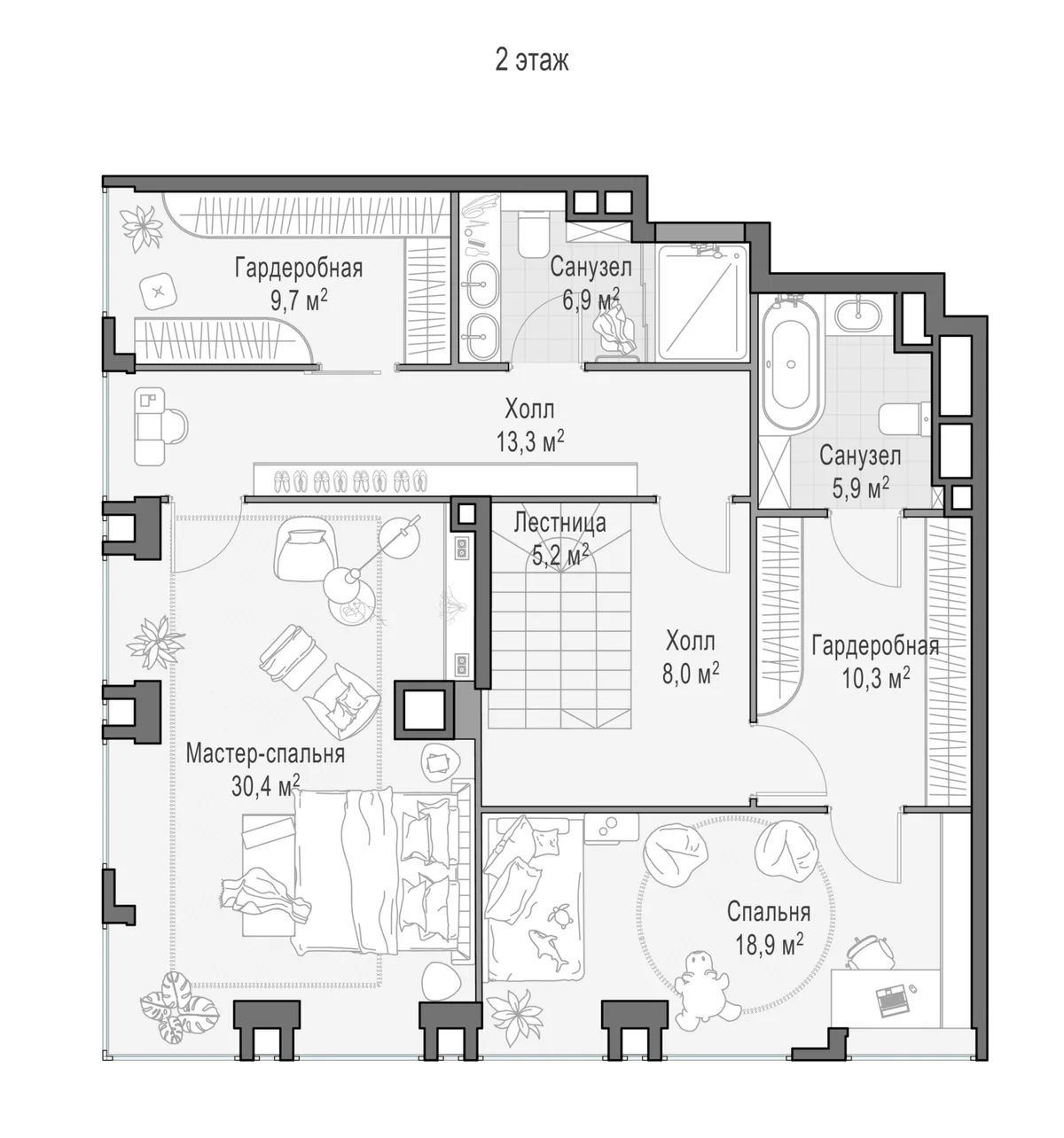 5-комнатный пентхаус 215,7 м² в ЖК «Life Time» — планировки 3