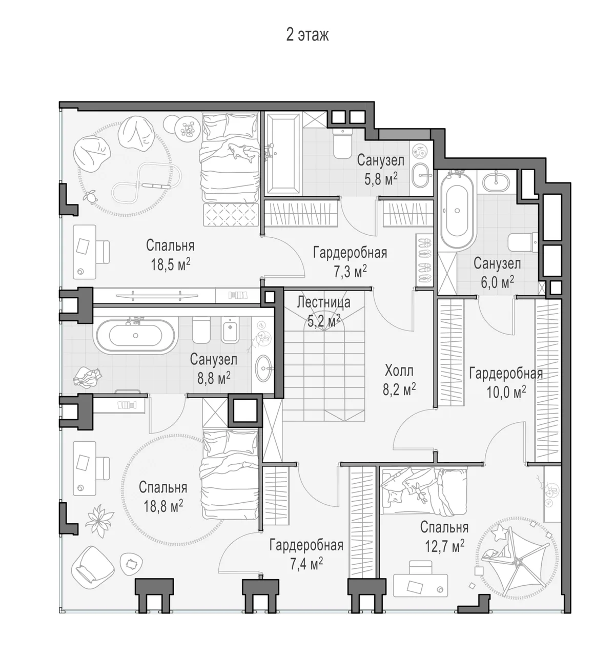 5-комнатный пентхаус 215,7 м² в ЖК «Life Time» — планировки 6