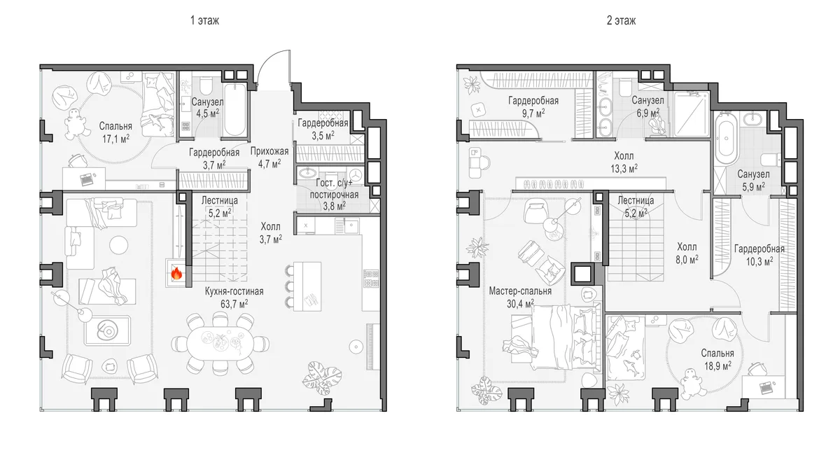 5-комнатный пентхаус 215,7 м² в ЖК «Life Time» — планировки 7
