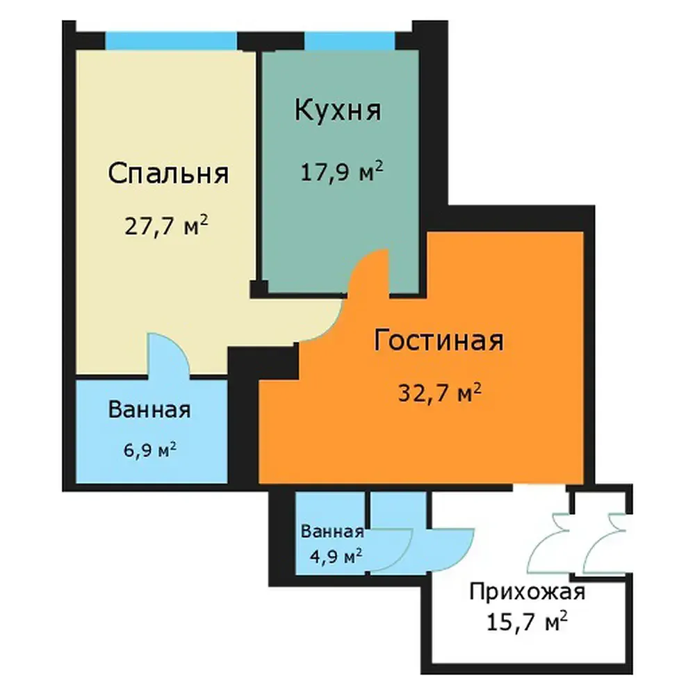2-комнатная квартира 105,8 м² в ЖК «Вавилово» — планировки 1