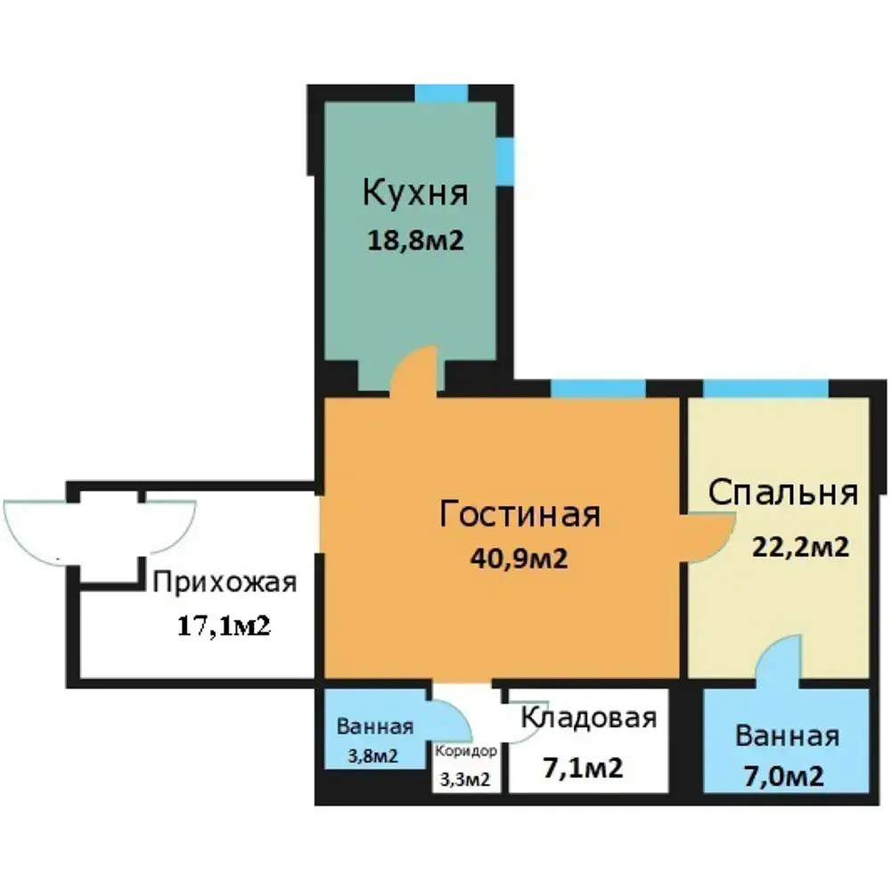 2-комнатная квартира 120,2 м² в ЖК «Вавилово» — планировки 1