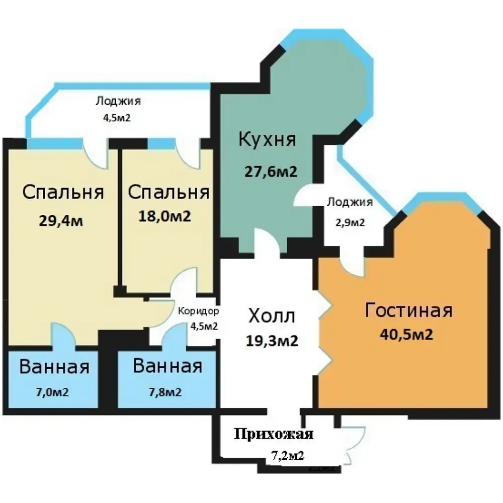 3-комнатная квартира 161,3 м² в ЖК «Вавилово» — планировки 1