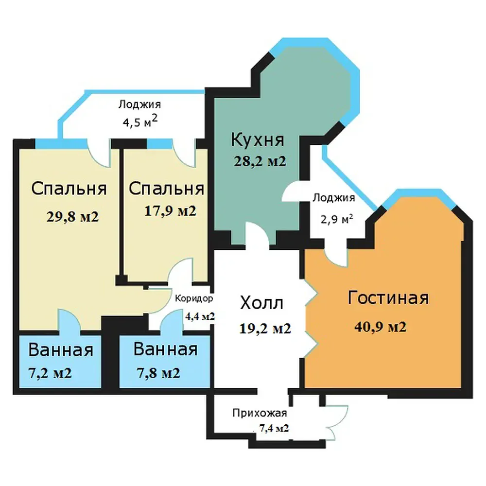 3-комнатная квартира 162,8 м² в ЖК «Вавилово» — планировки 1