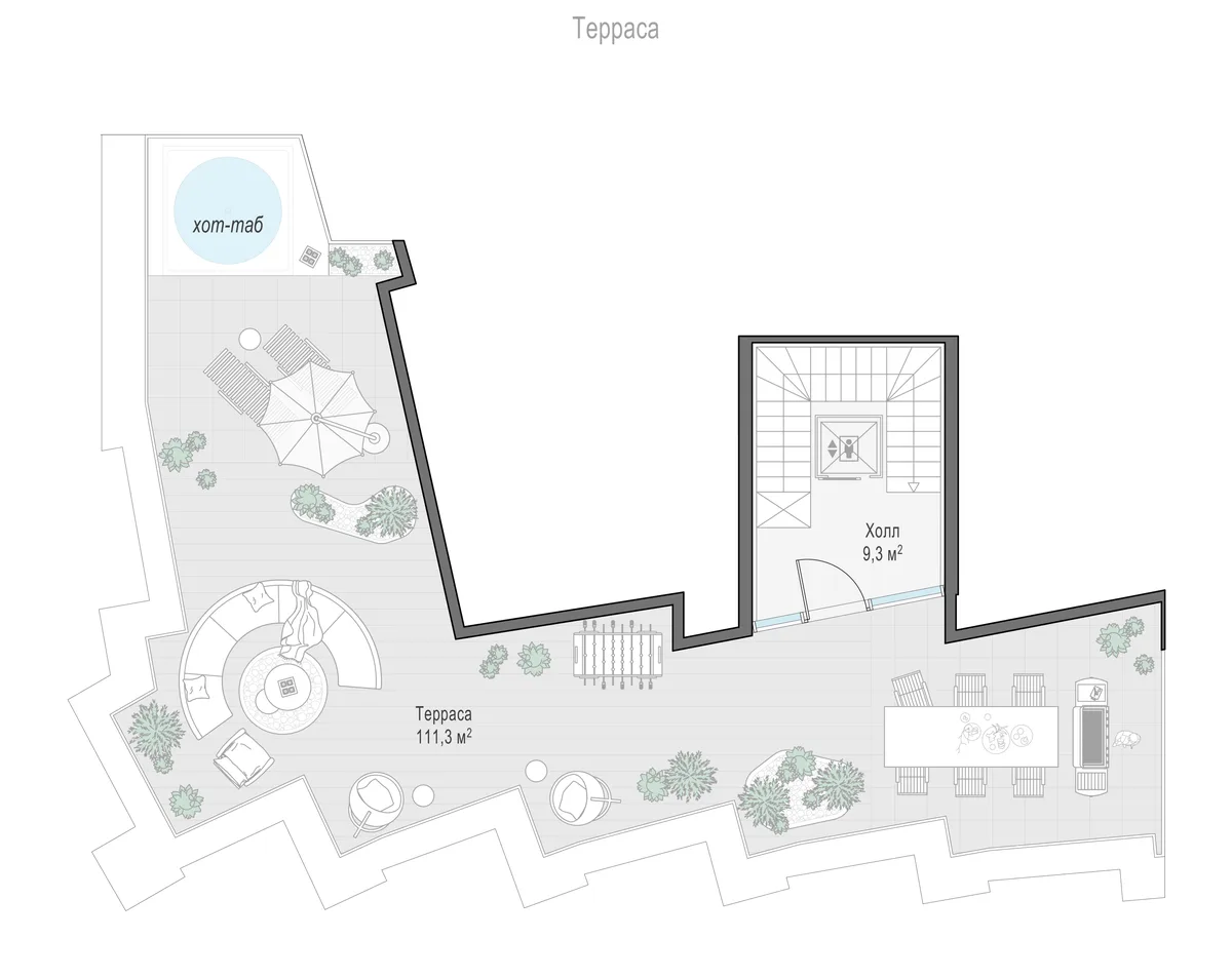 4-комнатный пентхаус 312,2 м² в ЖК «Палашёвский 11» — планировки 7