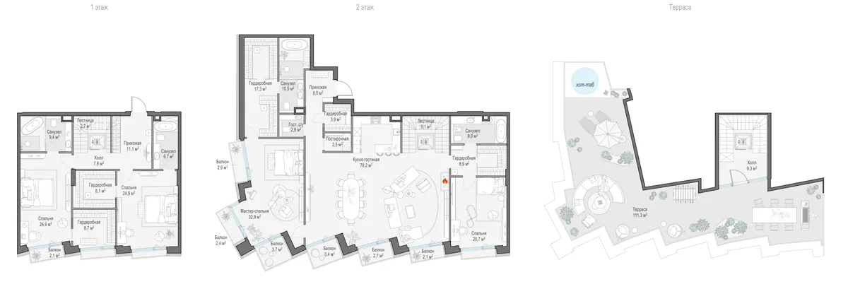 4-комнатный пентхаус 312,2 м² в ЖК «Палашёвский 11» — планировки 8