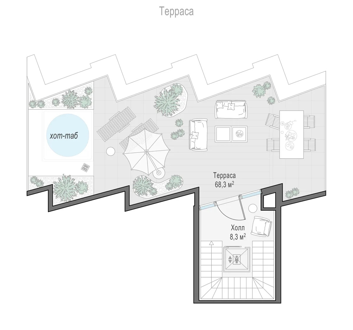 4-комнатный пентхаус 315,3 м² в ЖК «Палашёвский 11» — планировки 2