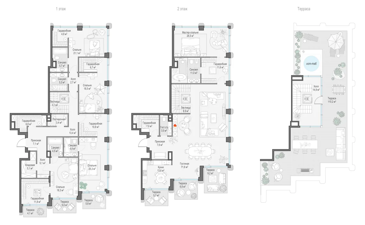 5-комнатный пентхаус 358,2 м² в ЖК «Палашёвский 11» — планировки 1