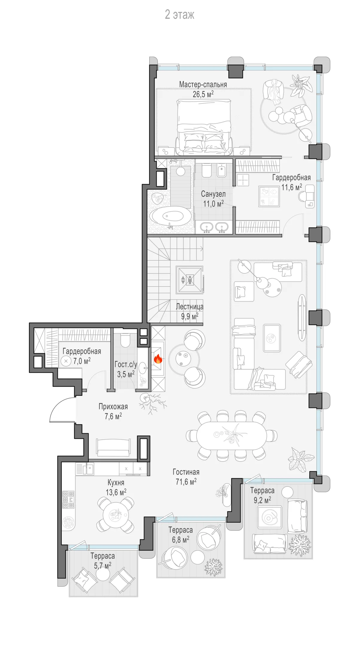 5-комнатный пентхаус 358,2 м² в ЖК «Палашёвский 11» — планировки 10