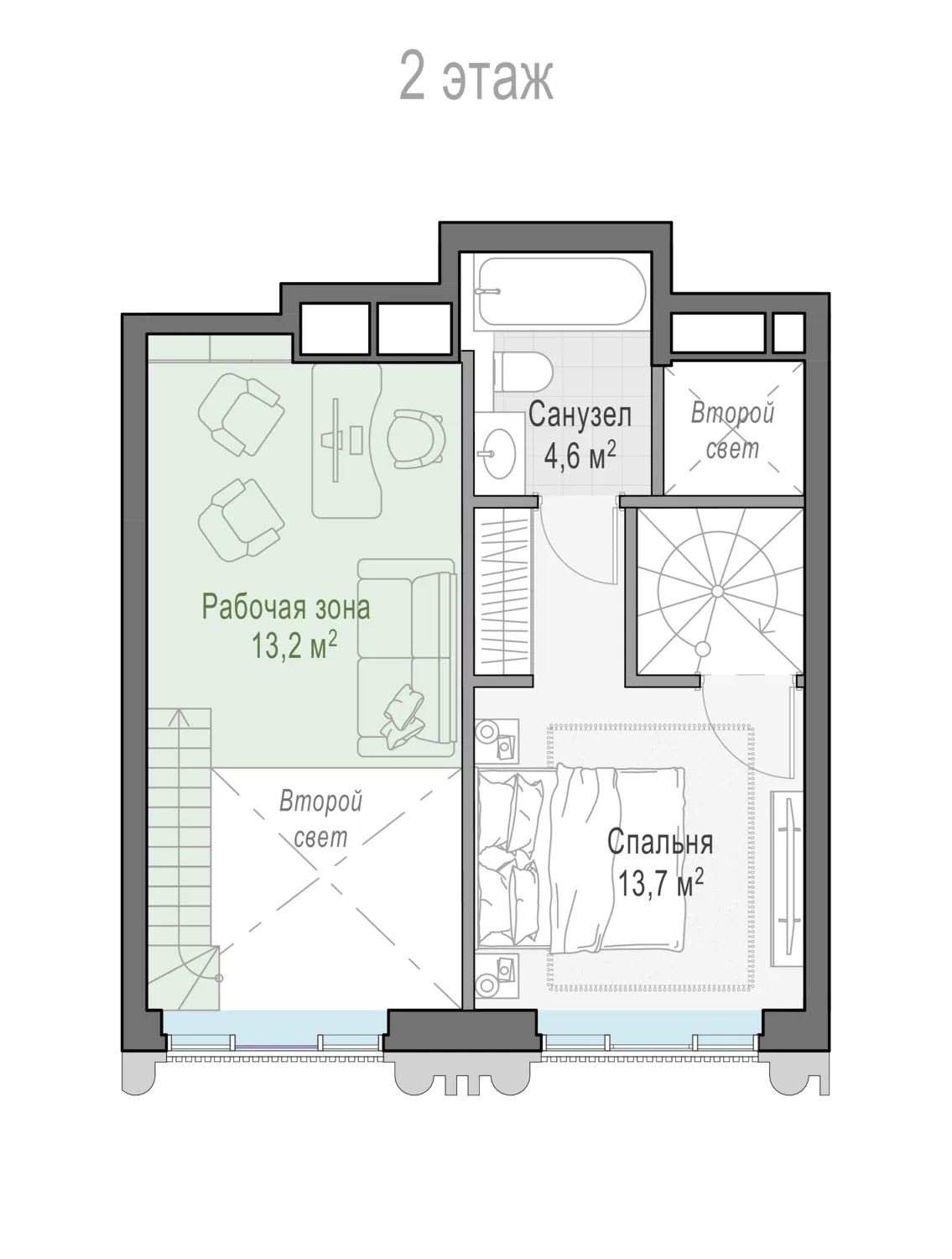 1-комнатная квартира 46,2 м² в ЖК «Тишинский бульвар» — планировки 8