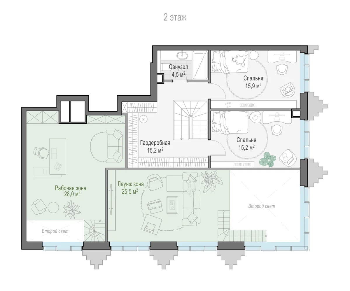 2-комнатная квартира 130,8 м² в ЖК «Тишинский бульвар» — планировки 11