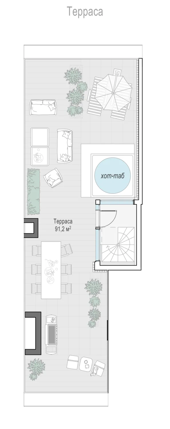 3-комнатный пентхаус 138,1 м² в ЖК «Тишинский бульвар» — планировки 7